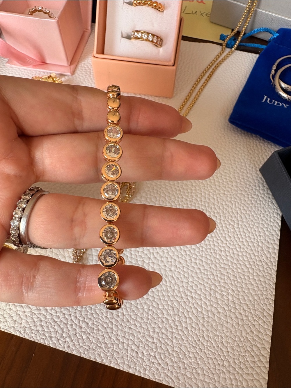 Gold Crystal Bezel Tennis Bracelet - Unbranded